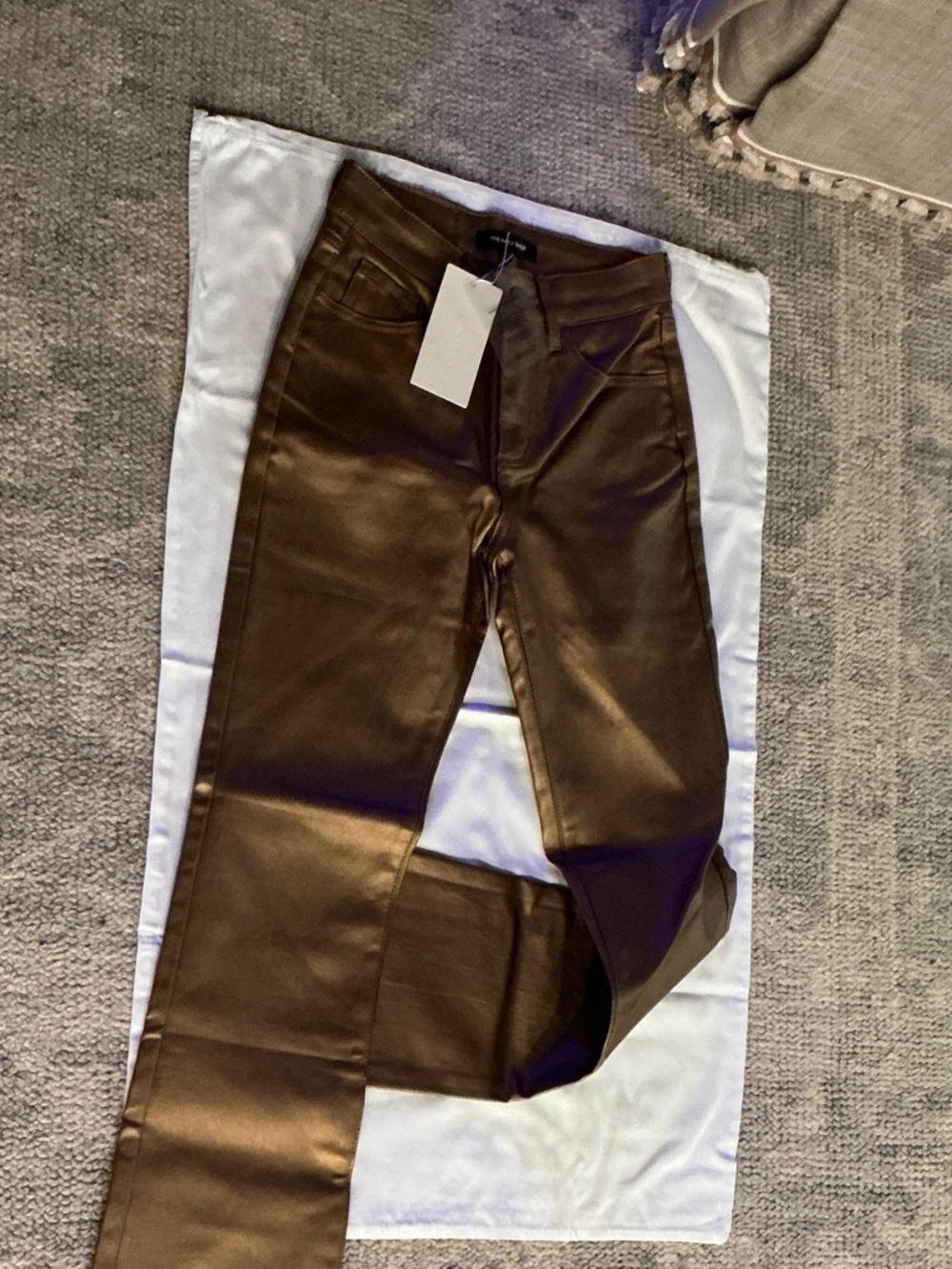 Noli Straight-Leg Faux Leather Pants in Brown